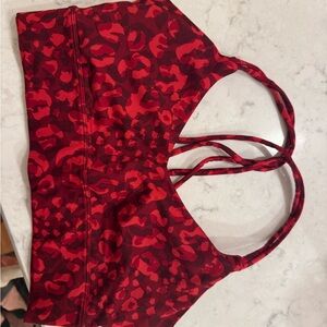 Joy Lab Red Leopard Print Strappy Sports Bra Xs
